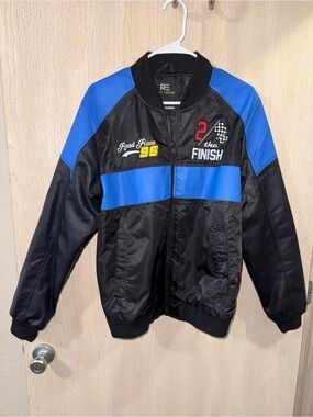 Men's Racing Bomber Jacket - Black & Blue